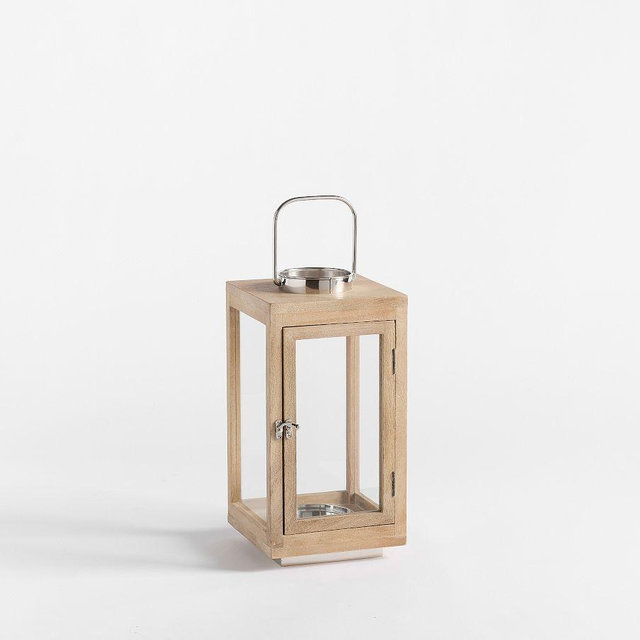 Shoreline Lantern : Wood / Nickel: Small 15.75"