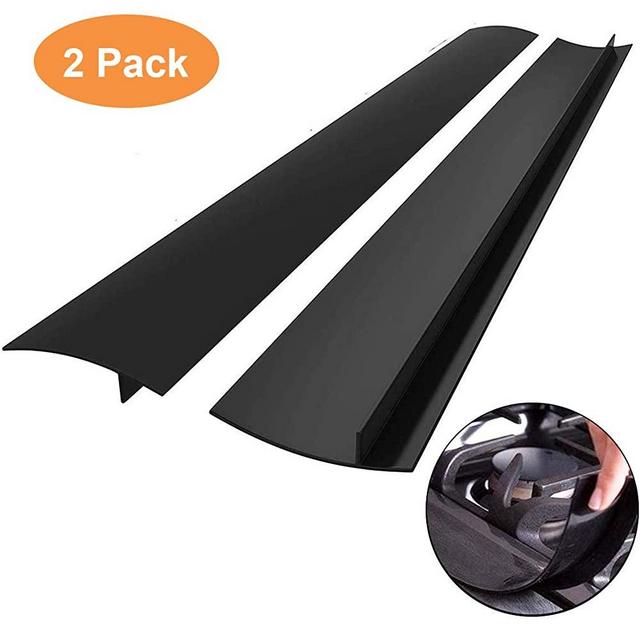 Kitchen Silicone Stove Counter Gap Cover with Heat Resistant Wide & Long Gap Filler Used for Protect Gap Filler Sealing Spills in Kitchen Counter, Stovetops（2 Pack, Black，21 Inch）