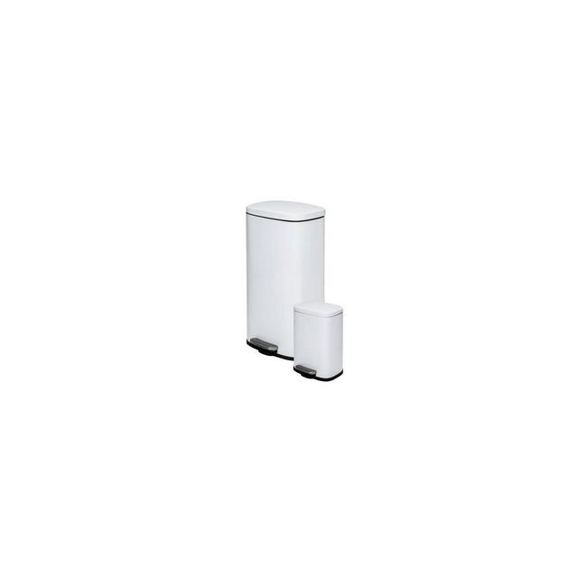 Honey-Can-Do 30L and 5L Rectangular Step Trashcans White