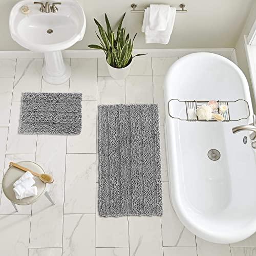 Grey Bathroom Rug Set by Zebrux, Non Slip Thick Shaggy Modern Designed –  Modern Rugs and Decor