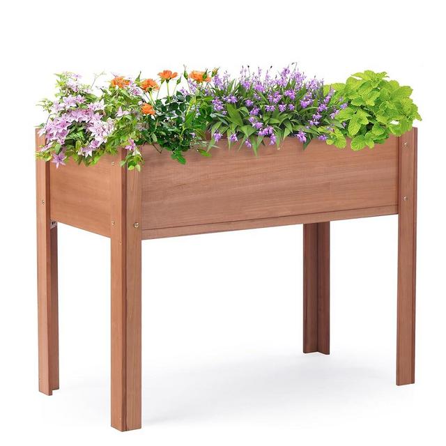 Raised Garden Bed with Legs, 40x20x31'', Outdoor Wood Elevated Planter Box, Thick Legs, w/Liner