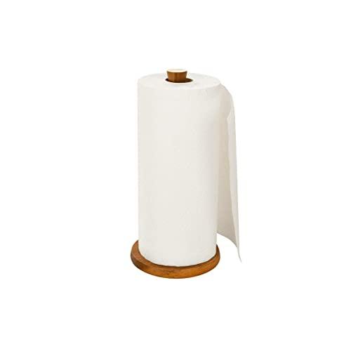 Villa Acacia Wood Paper Towel Holder, Rustic Wooden Design for Kitchen Countertop