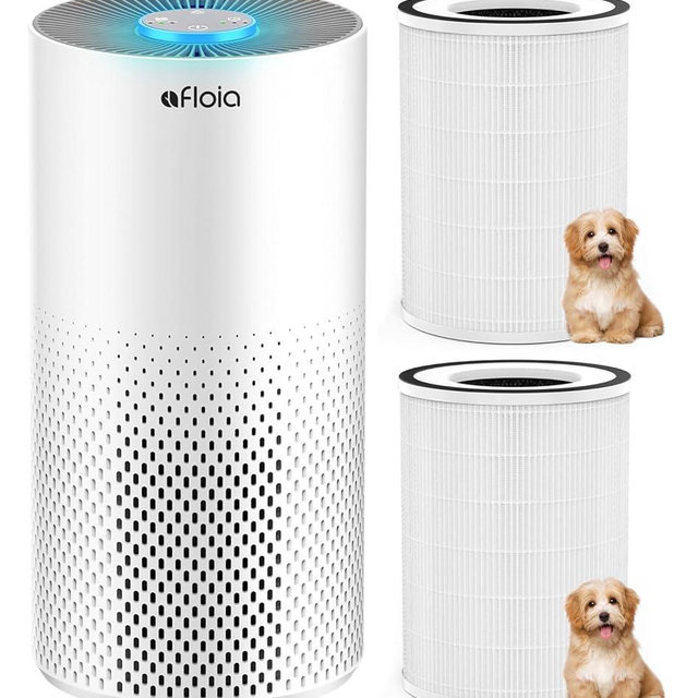 Afloia Air Purifiers for Home Large Room Up to 1076 Ft², Kilo White, Afloia Pet Allergy Filter for Kilo, 2 Pack