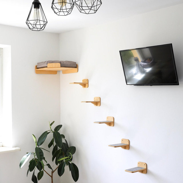 Cat steps, cat ladder, cat climbing wall, modern cat furniture, cat scratcher, cat wall shelves, set of cat wall furniture, corner cat bed