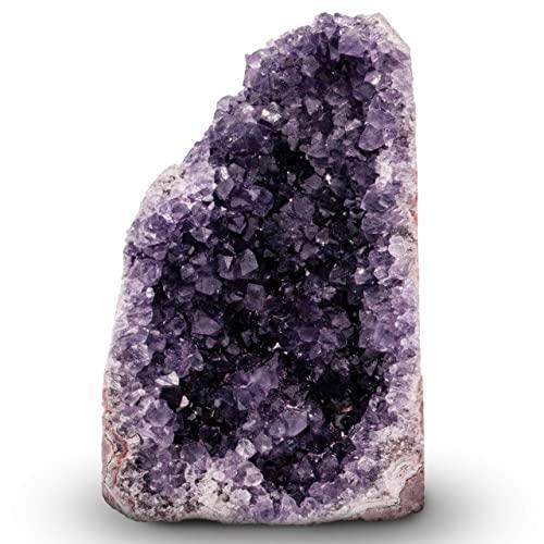 EMPORION Natural Amethyst (1 lb to 1.5 lb) Crystal Clusters Stone from Uruguay Raw Geode Quartz - Deep Purple Color