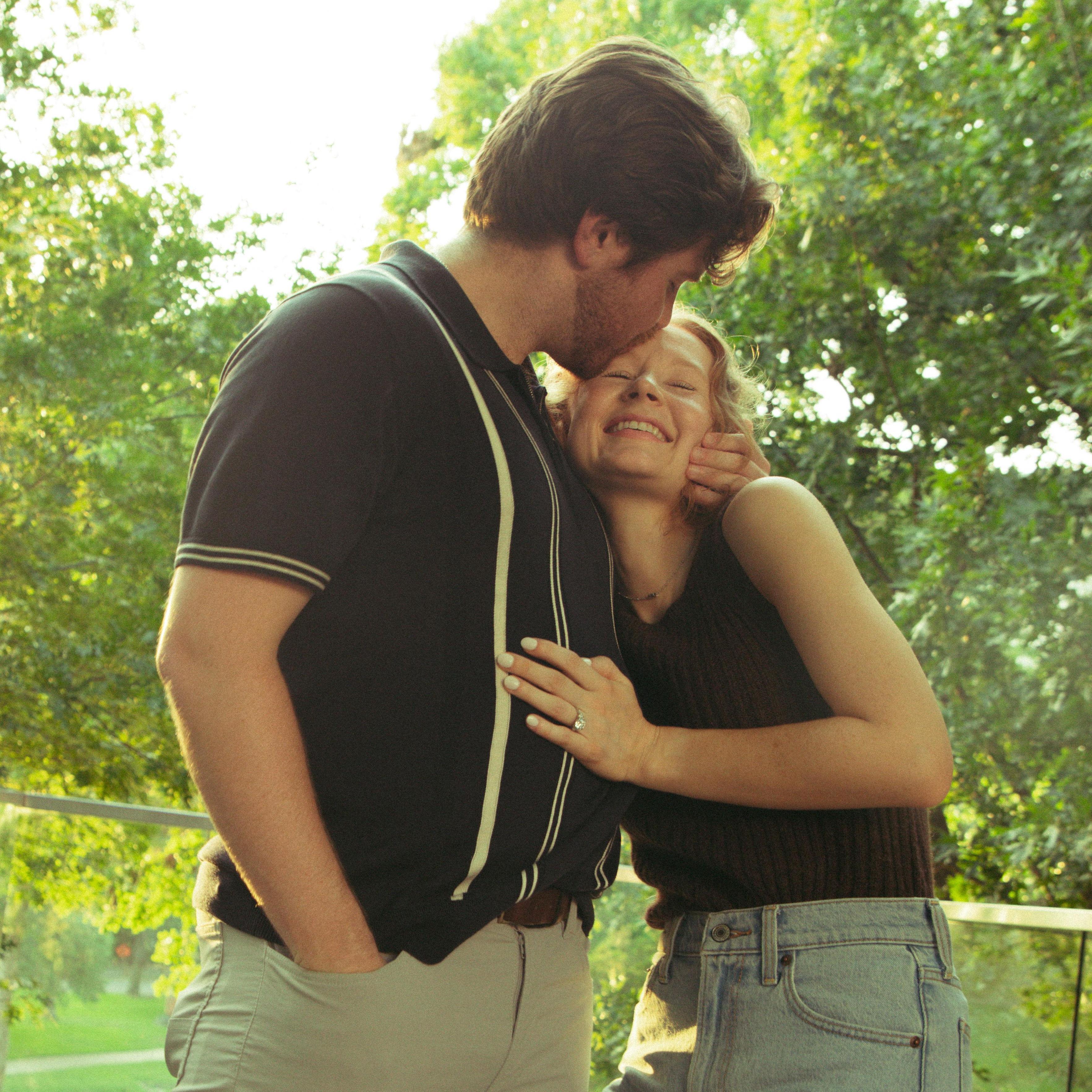 Giggling the night we got engaged