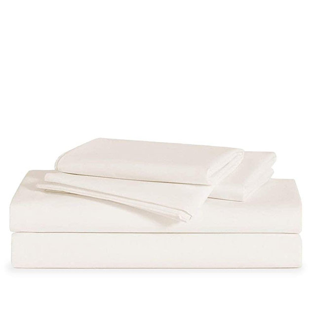 Brooklinen Luxe Core Sheet Set – Includes 1 Flat Sheet, 1 Fitted Sheet + 2 Pillowcases – 480 Thread Count Sateen Sheet Set – 100 Percent Long-Staple Cotton – Oeko-TEX Certified – Cream – Full