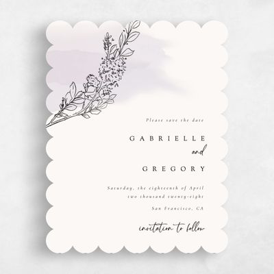 Purple Scalloped Wedding Save the Date - Lorraine Portrait