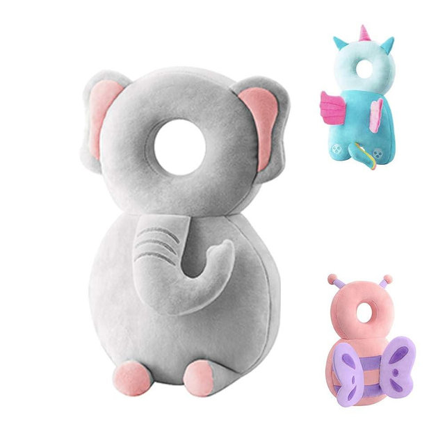 Toddler Baby Head Protection Cushion Backpack Wear,Grey Elephant