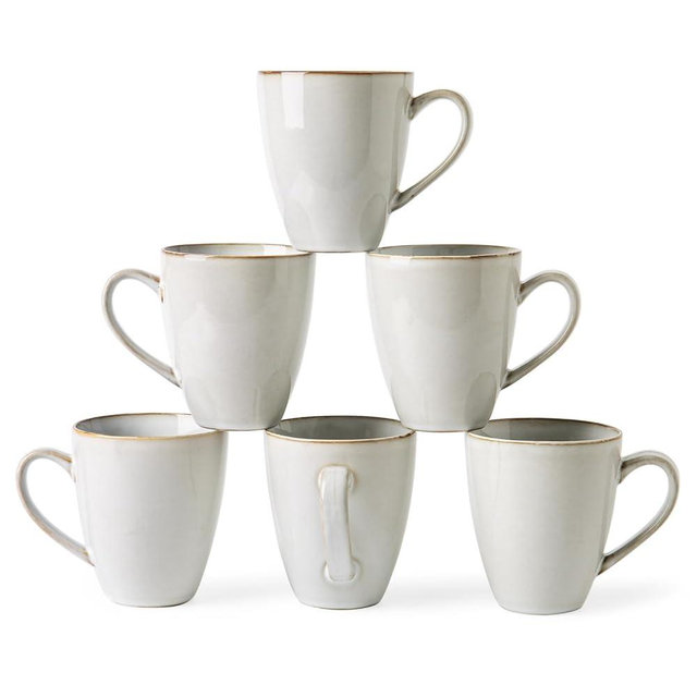 MONITO 17 OZ Coffee Mugs Set of 6, Large Ceramic Coffee Mugs，Modern Coffee Mugs Set with handle for Tea/Latte/Cappuccino/Milk/Cocoa, Funny Tea Cups for Office and Home, Engagement Gifts…