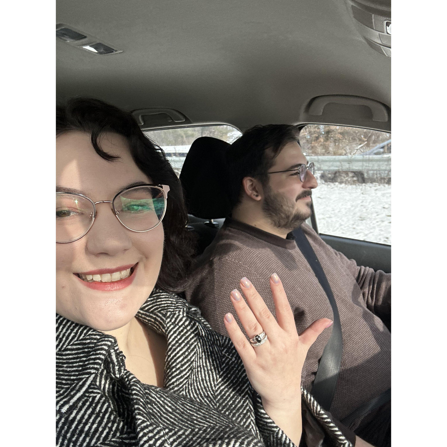 On the way to the restaurant after getting married!