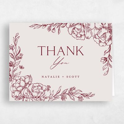 Dark Burgundy, Red Wedding Thank You - Armoise Landscape
