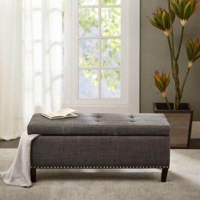 Madison Park Shandra ll Storage Bench in Charcoal