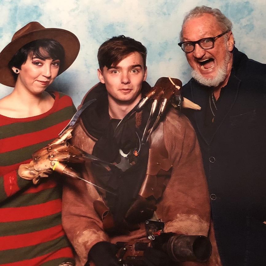 Meeting Robert Englund at Ross City Comic Con.  Zach bought photo op tickets as a surprise for Leighann.