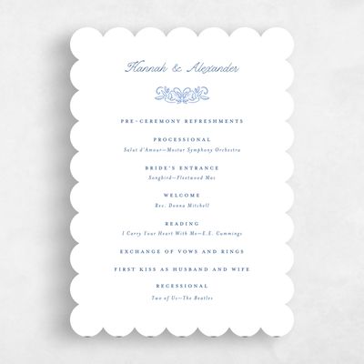 Blue Scalloped Wedding Program - Pienza