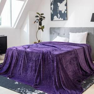 Oversized King Fleece Blanket 120x120 Inches, Seamless Soft Cozy 3D Jacquard Flannel Blanket 10'x10' Extra Large for Bed, Sofa, Couch, Travel & Camping, California King Throw, Purple - Wave