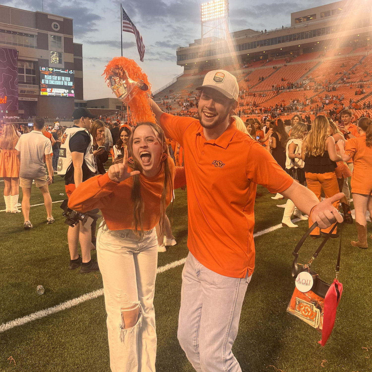 Rushing the field after OSU beat OU at the last bedlam game!