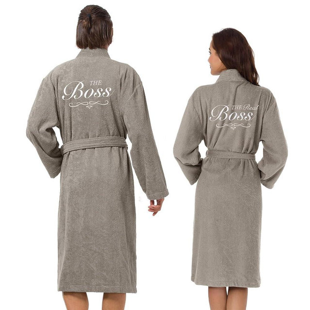 AW BRIDAL 2Pcs Terry Cloth Robes for Women Men 100% Cotton Kimono Spa Robe Couples Wedding Anniversary Engagement Gifts