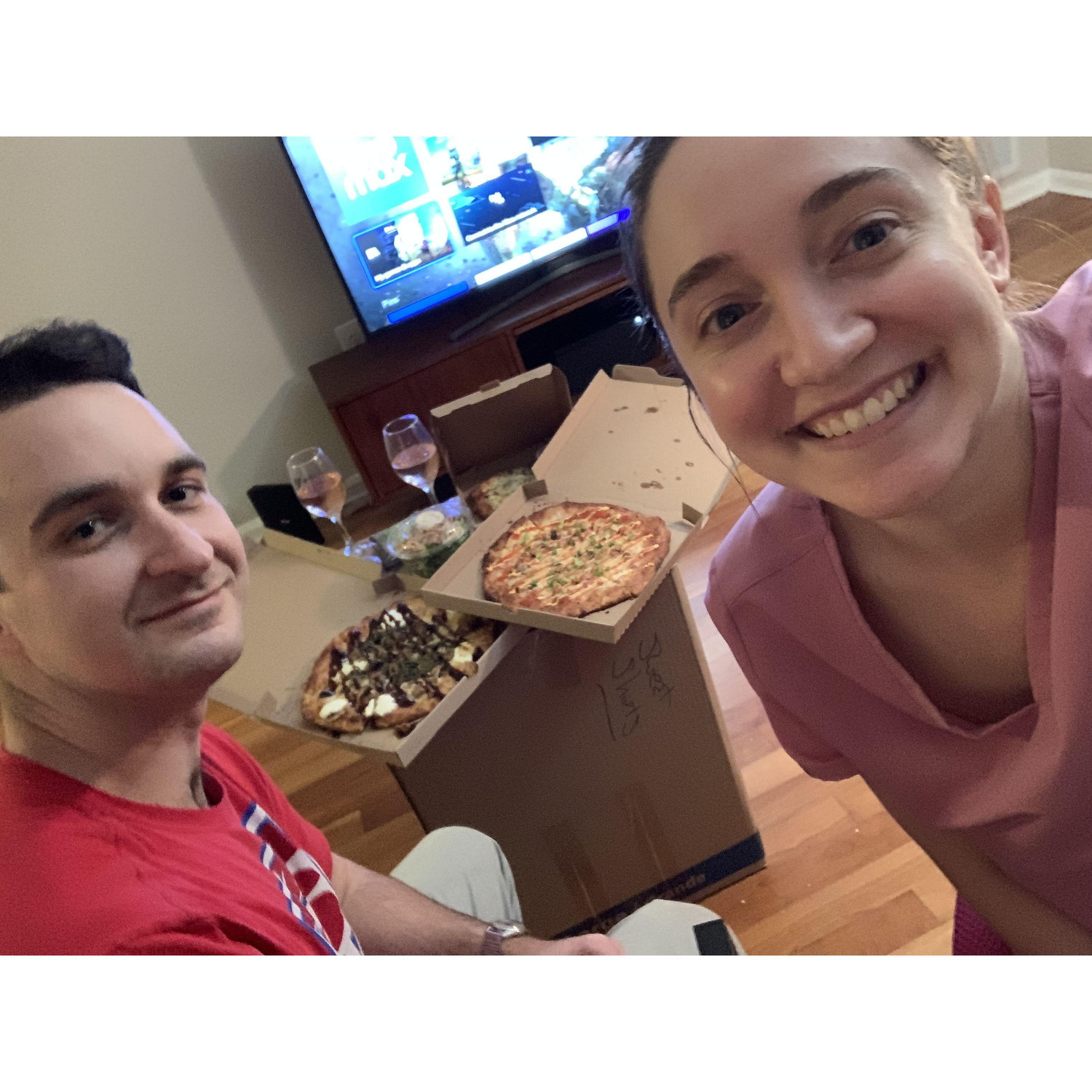 We moved in together on Valentines Day 2022. We celebrated by eating pizza off of moving boxes