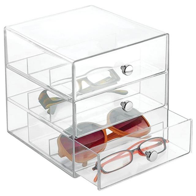 iDesign 3 Plastic Vanity, Compact Storage Organization Drawers Set for Cosmetics, Glasses, Dental Supplies, Hair Care, Bathroom, Dorm, Desk, Countertop, Office, 7" x 6.5" x 6.5"
