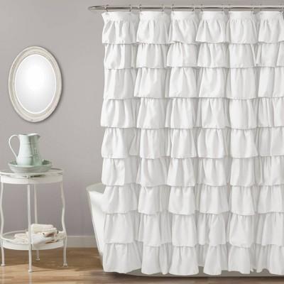 Large Ruffle Shower Curtain White - Lush Decor