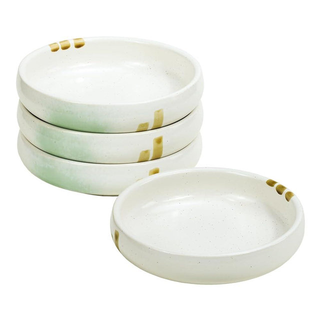 Gaolinci Creative Zen Ceramic Plate, Round Smooth Glazed Side Dish Snack Dish Pickle Dish (Set Of 4)