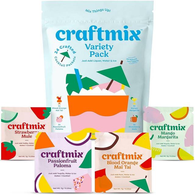 Craftmix Variety Pack, Makes 24 Drinks, Skinny Cocktail Mixers, Mocktails Non-Alcoholic Drinks - Made With Real Fruit - Vegan Low-Carb, Low-Sugar, Non-GMO, Dairy Free, Gluten Free, Easy to Mix