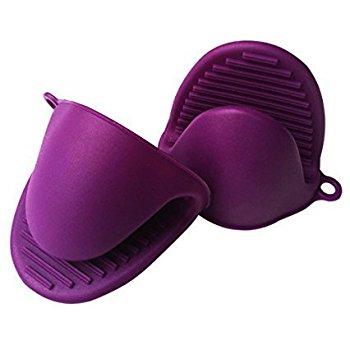 Axe Sickle (Set of 2) Silicone Heat Resistant Cooking Pinch Mitts, Mini Oven Mitts Gloves, Cooking Pinch Grips, Kitchen Heat Resitant Solution, (Dark purple)