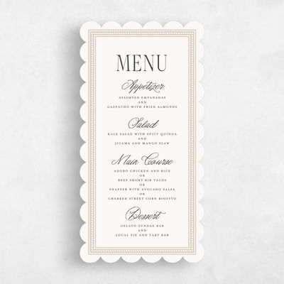 Beige Scalloped Wedding Menu - Encanto