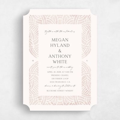 Brown Ticket Wedding Invitation - Belmont Portrait