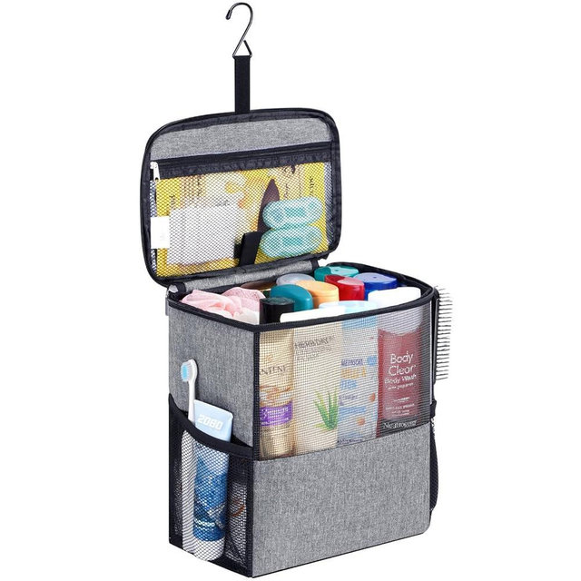 Lifewit Shower Bag Mesh Shower Caddy Portable College Dorm Room Essentials Tote Bag for Bathroom, Gym, Travel, Camping Quick Dry Hanging Shower Organizer Basket Toiletry Bag, Large, Grey