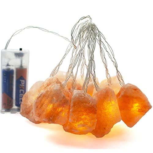 HeaHap Himalayan Salt String Lights with 2AA Battery Natural Salt Block 10 LED Bulbs Home Decoration & Perfect Gift