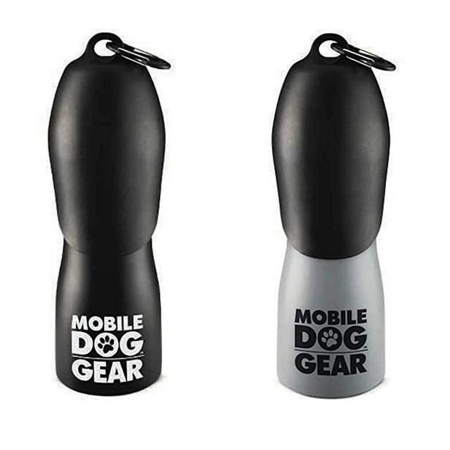Mobile Dog Gear, Medium and Large Dog Hydration Bundle, Includes 25 Ounce Dog Water Bottle in Black and 25 Ounce Dog Water Bottle in Gray