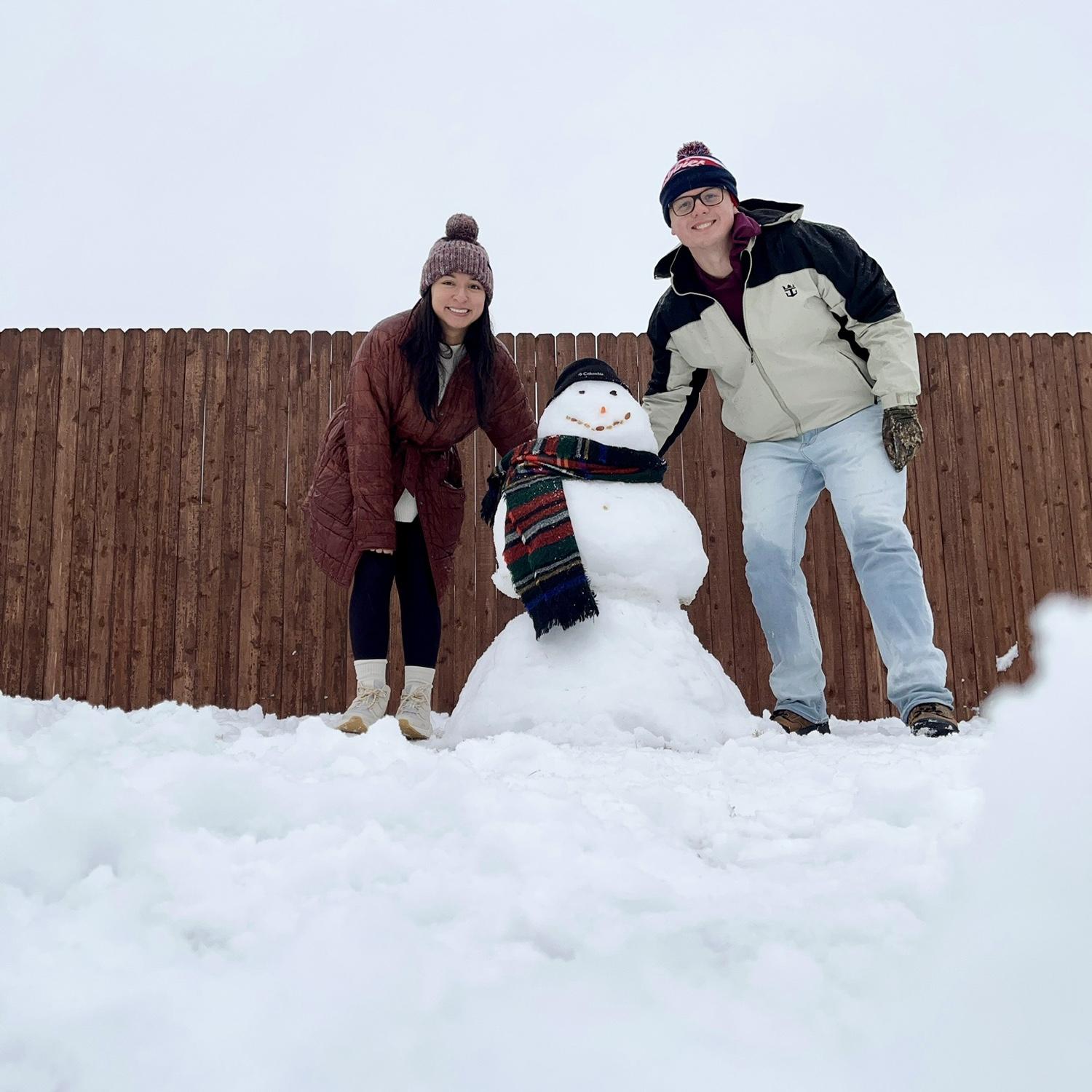 Snow Day! We had about 6+ inches of snow in Anna and braved the cold to build a snowman.