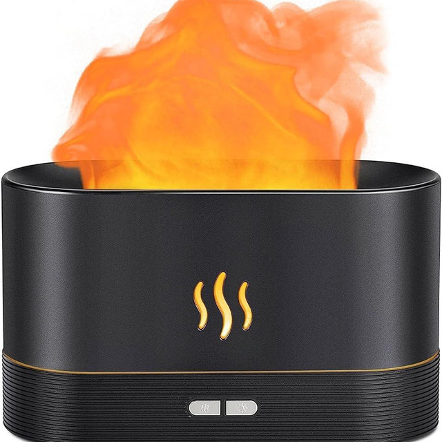 Flame Air Diffuser Humidifier,Upgraded Scent Diffuser for Essential Oils,Ultrasonic Aromatherapy,Fire Mist Humidi with 2 Brightness,Auto-Off Function for Room Home Office(Black)