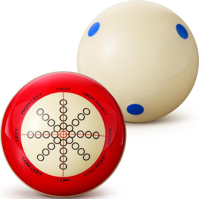 Gemscream 2 Pcs Billiards Cue Ball with Dots Practice Training Artifact Regulation Size 2-1/4" Training Pool Balls for Sports Billiard Table Accessories Games