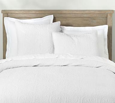 Belgian Flax Linen Floral Stitch Quilt - White
