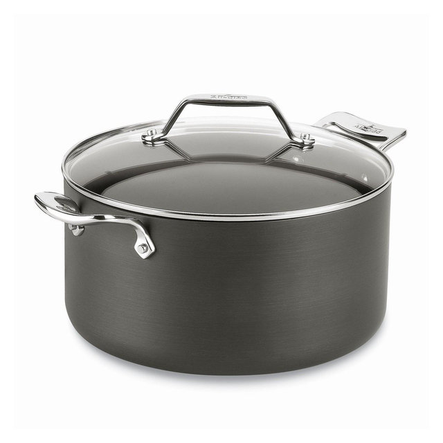 All-Clad Essentials Hard Anodized Nonstick Cookware, Stockpot with Multi-purpose Insert and lid, 7 quart