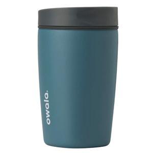 Owala SmoothSip Slider Insulated Stainless Steel Coffee Tumbler, Reusable Iced Coffee Cup, Hot Coffee Travel Mug, BPA Free 12 oz, Grey/Blue (High Dive)