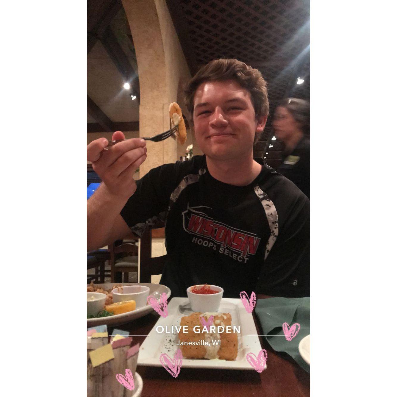 Our second date ever to Olive Garden! Hannah's favorite!!