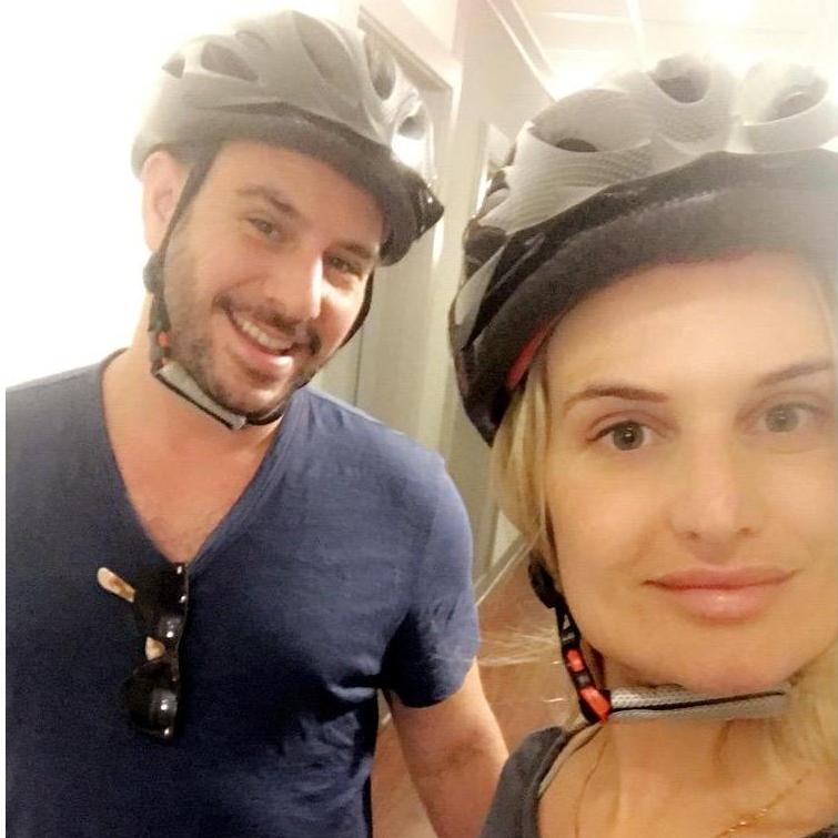 We got new bikes to stroll around jersey City on - Ruthie said we HAD to wear helmets!!!