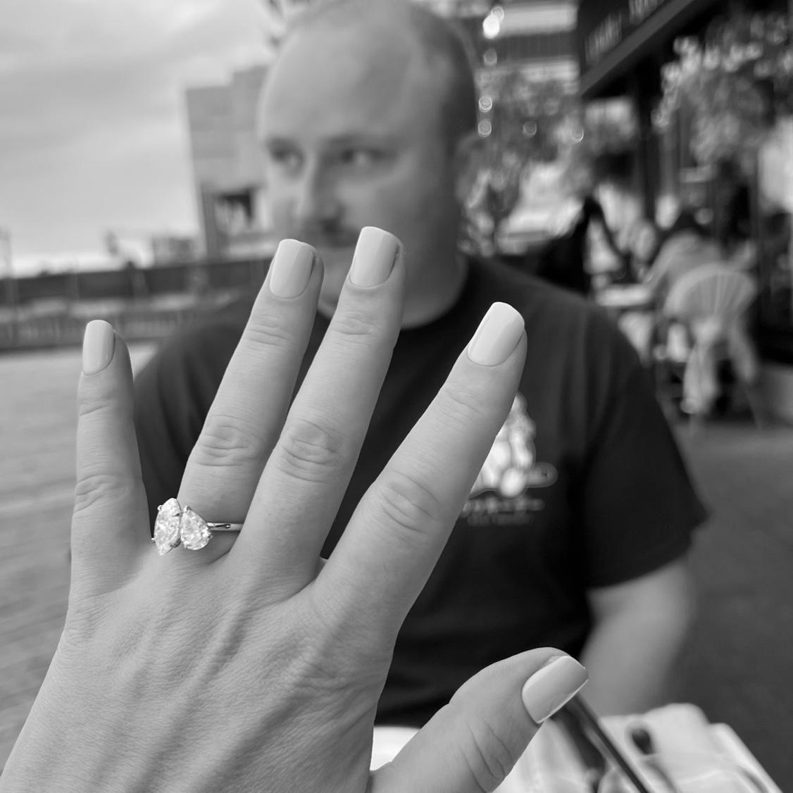 Monique has always wanted to go to the Bicycle Theft on the Halifax water front. So that's where we went right after we got engaged and we got a huge plater of oysters.