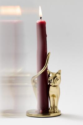 Gold Cat Candleholder