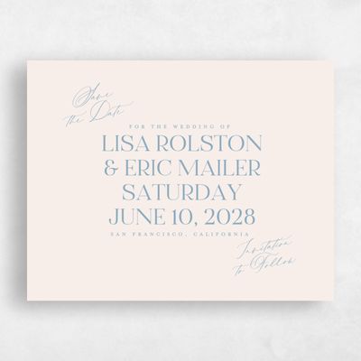 Dusty Blue Wedding Save the Date - Menton Landscape
