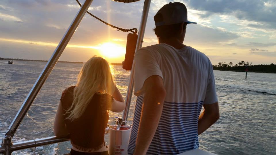 our first ocean trip watching the sunset looking at dolphins