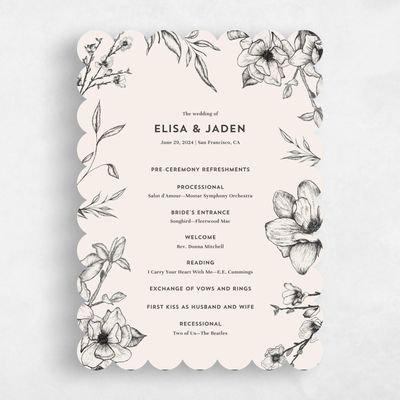 Beige Scalloped Wedding Program - Birkenfeld