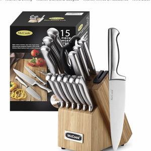 McCook® Knife Sets,German Stainless Steel Knife Block Sets with Built-in Sharpener