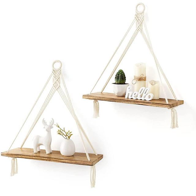Mkono Mug Holder Wall Mounted Coffee Mug Rack Set of 2 Rustic Floating  Shelf for Coffee Bar Accessories Wood Tea Cup Hooks Hanger for Organizing  Cooking Utensils, Home Kitchen Decor, Brown 
