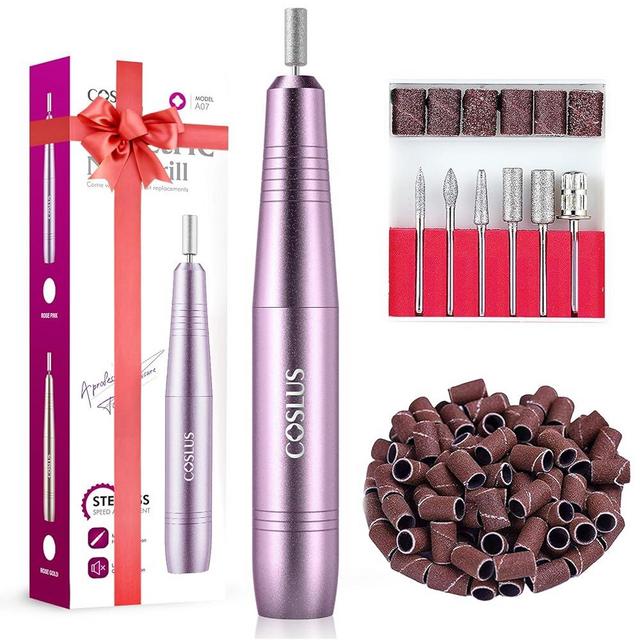 COSLUS Electric Nail Drill File Professional: for Acrylic Gel Dip Powder Nails Portable Nail Drill Machine Kit Manicure Pedicure Tools Polishing Set with Nail Drill Bits Sanding Bands