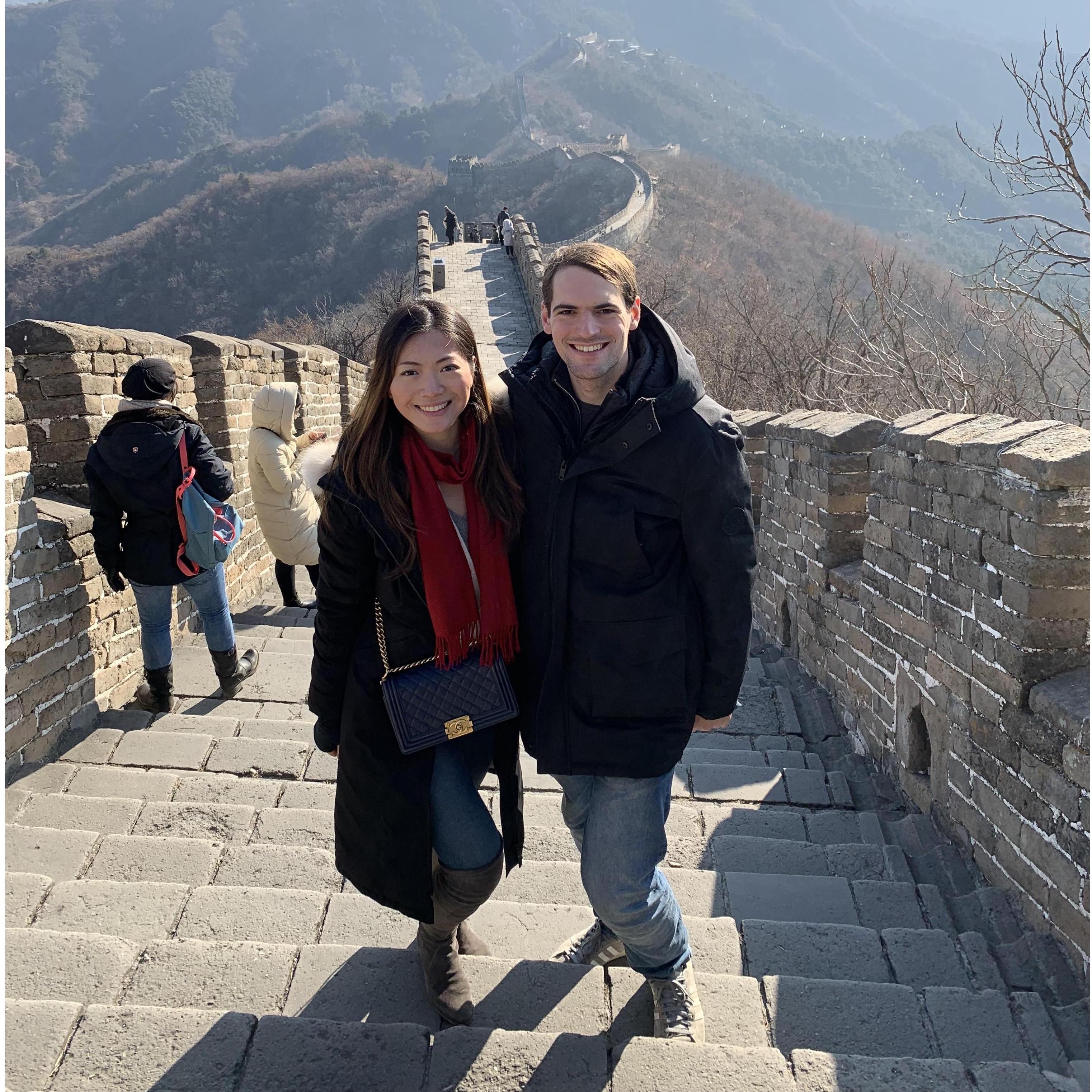 Climbing the Great Wall of China. This was Andrew's first trip to China!